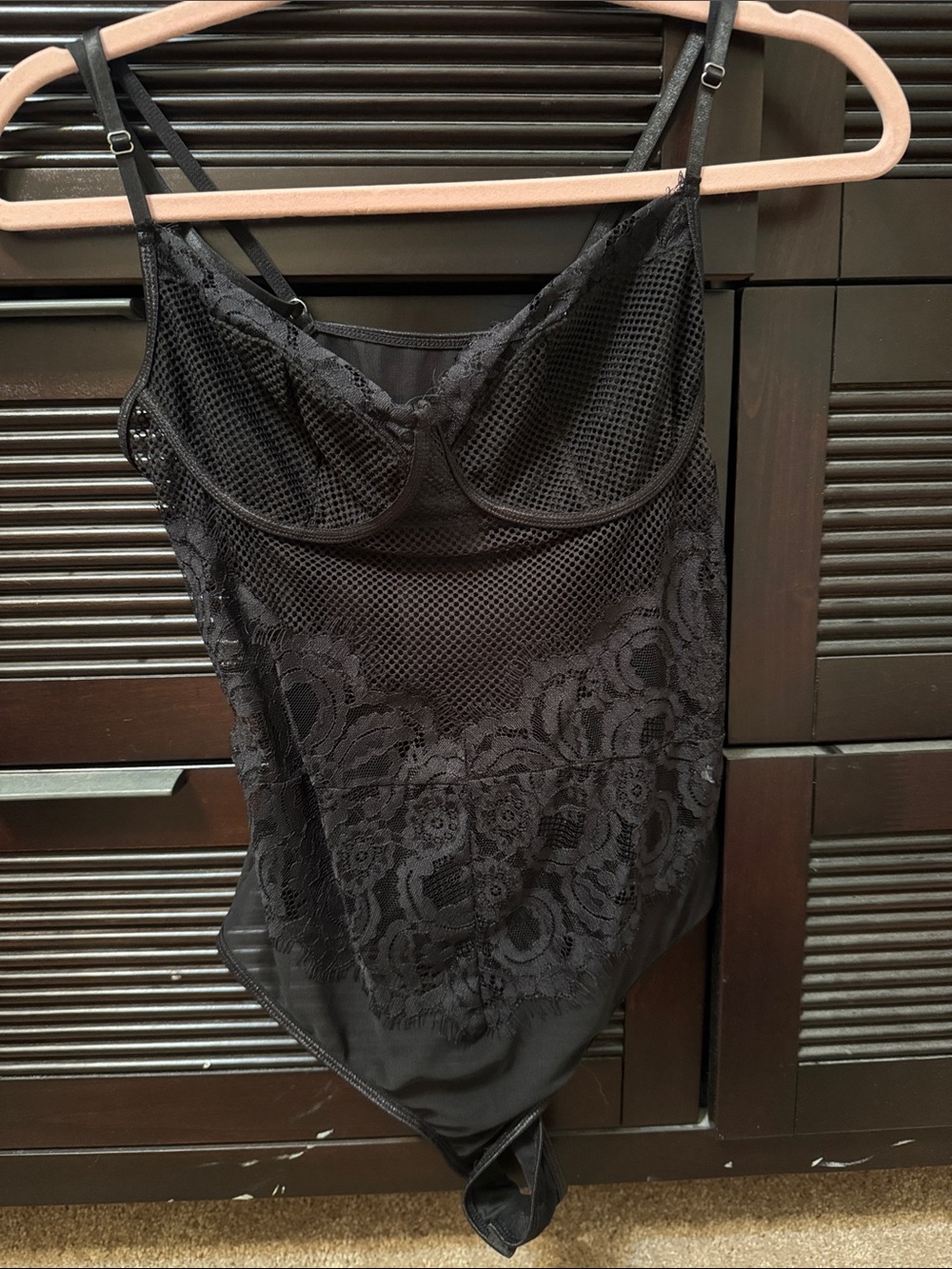 Black Lace Mesh Bodysuit - Women's Intimates